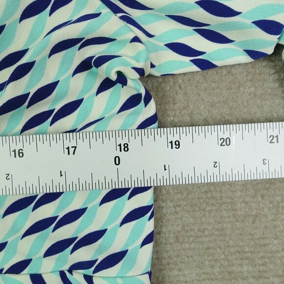 Liz Claiborne Womens Large Polyester Blend Blue Graphic Print Ruched Neck Blouse - Picture 5 of 6